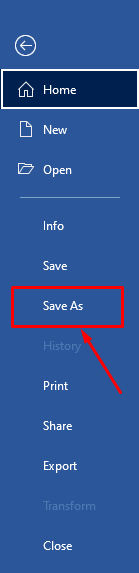 click save as